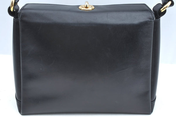 Authentic GUCCI Vintage Shoulder Hand Bag Purse Leather Black 4055G