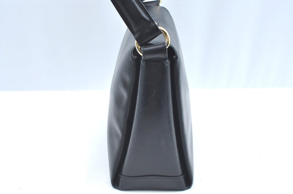 Authentic GUCCI Vintage Shoulder Hand Bag Purse Leather Black 4055G