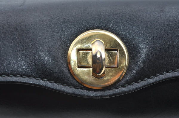 Authentic GUCCI Vintage Shoulder Hand Bag Purse Leather Black 4055G