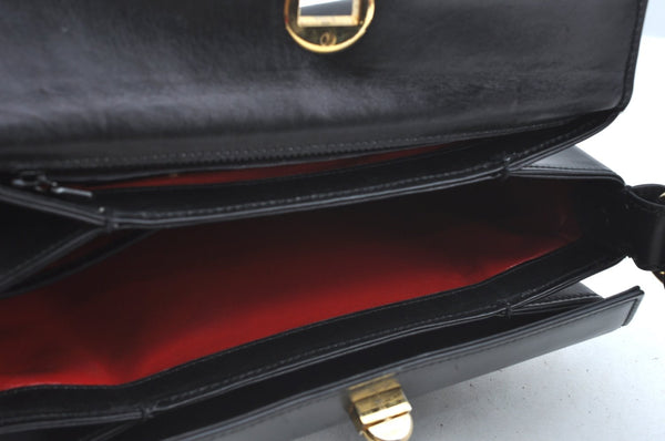 Authentic GUCCI Vintage Shoulder Hand Bag Purse Leather Black 4055G