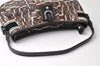 Authentic Salvatore Ferragamo Gancini Shoulder Bag Purse PVC Leather Brown 4056F