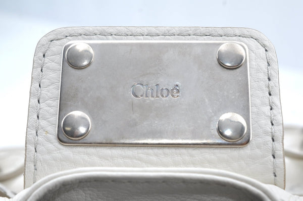 Authentic Chloe Paddington Vintage Leather Shoulder Hand Bag Purse White 4057F