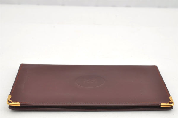 Authentic Cartier Must de Cartier Long Wallet Purse Leather Bordeaux Red 4058I