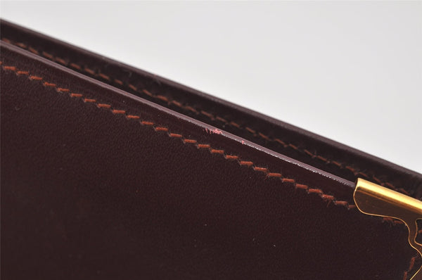 Authentic Cartier Must de Cartier Long Wallet Purse Leather Bordeaux Red 4058I