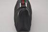 Authentic GUCCI Web Sherry Line Hand Bag Pouch Canvas Leather 92820 Black 4062I