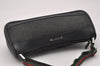 Authentic GUCCI Web Sherry Line Hand Bag Pouch Canvas Leather 92820 Black 4062I