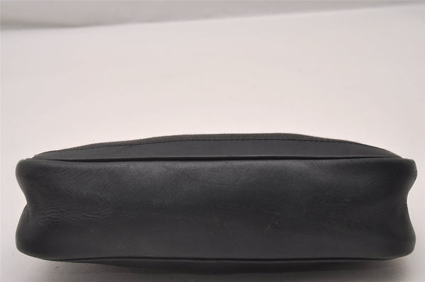 Authentic GUCCI Web Sherry Line Hand Bag Pouch Canvas Leather 92820 Black 4062I