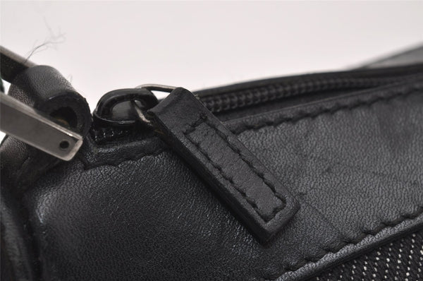 Authentic GUCCI Web Sherry Line Hand Bag Pouch Canvas Leather 92820 Black 4062I