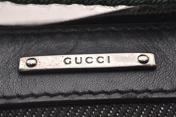 Authentic GUCCI Web Sherry Line Hand Bag Pouch Canvas Leather 92820 Black 4062I