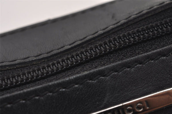 Authentic GUCCI Web Sherry Line Hand Bag Pouch Canvas Leather 92820 Black 4062I