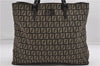 Authentic FENDI Zucchino Shoulder Tote Bag Canvas Leather Brown 4063D