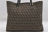 Authentic FENDI Zucchino Shoulder Tote Bag Canvas Leather Brown 4063D