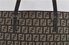 Authentic FENDI Zucchino Shoulder Tote Bag Canvas Leather Brown 4063D