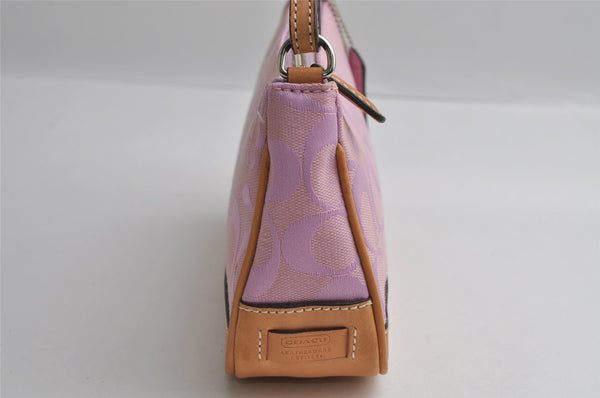 Authentic COACH Signature Hand Bag Pouch Purse Canvas Leather 6094 Pink 4063I