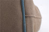 Authentic PRADA Canvas Leather Logo Jacquard Hand Bag Brown Blue 4065D