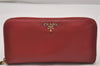 Authentic PRADA Vintage Saffiano Multic Leather Long Wallet Purse Red 4066I