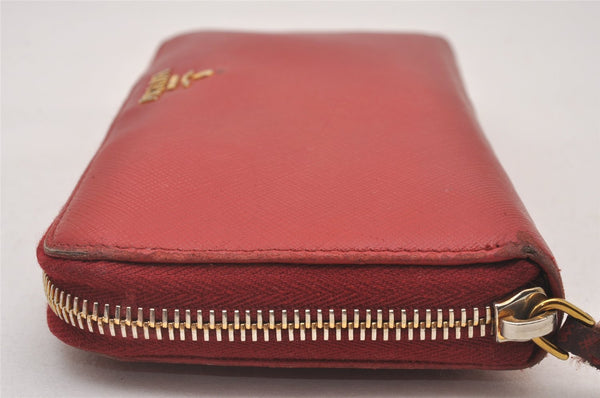 Authentic PRADA Vintage Saffiano Multic Leather Long Wallet Purse Red 4066I