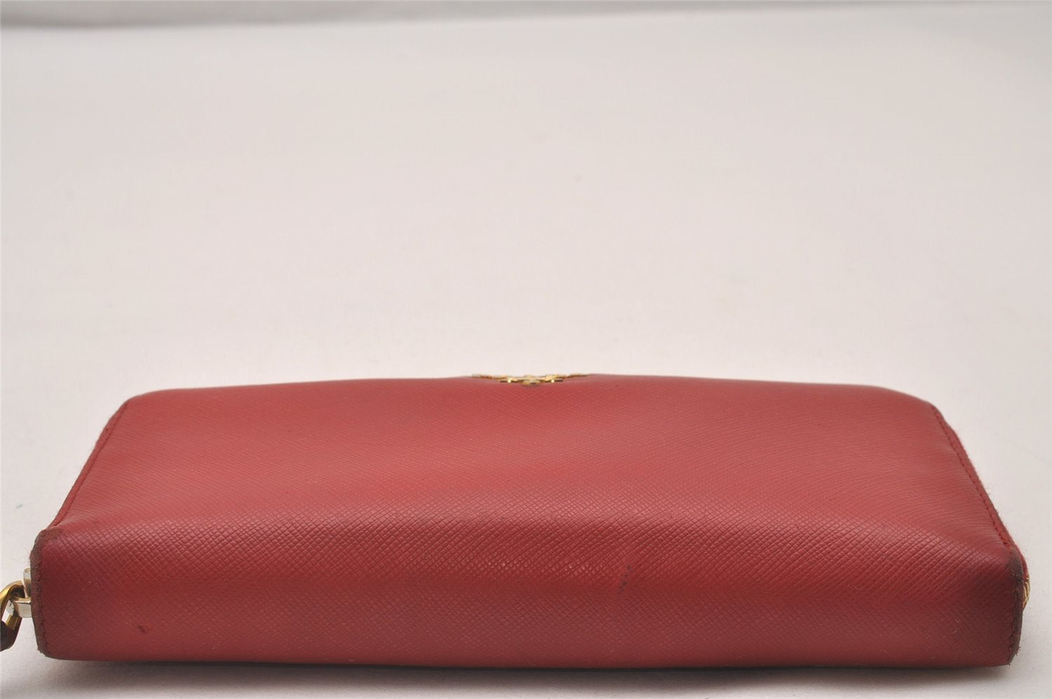 Authentic PRADA Vintage Saffiano Multic Leather Long Wallet Purse Red 4066I