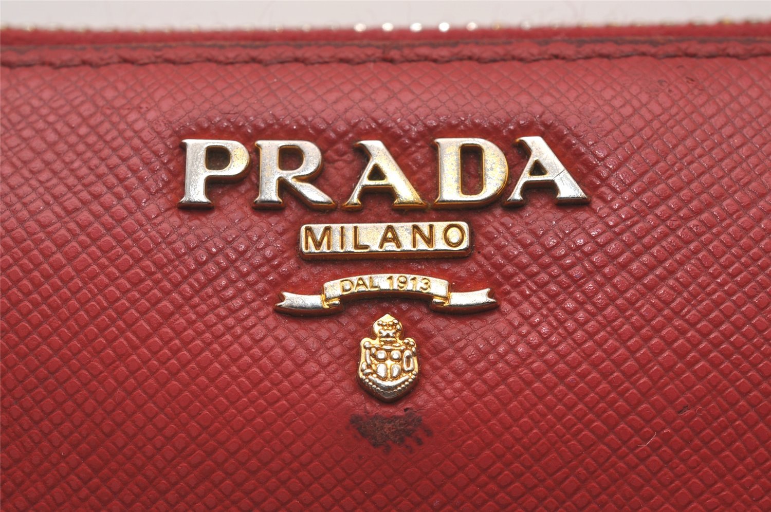 Authentic PRADA Vintage Saffiano Multic Leather Long Wallet Purse Red 4066I