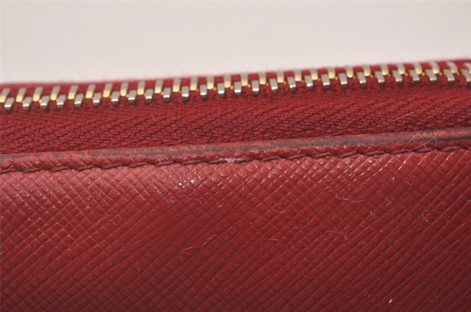 Authentic PRADA Vintage Saffiano Multic Leather Long Wallet Purse Red 4066I