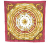 Authentic HERMES Carre 90 Scarf "DIES ET HORE" Silk Bordeaux Red 4068I