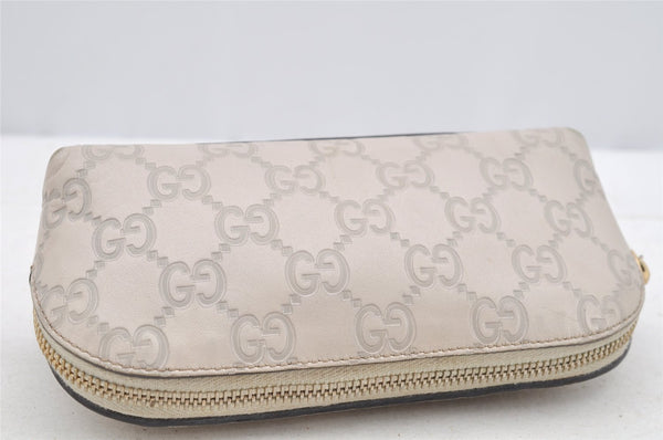 Authentic GUCCI Vintage Guccissima GG Leather Pouch Purse 141811 White 4076I