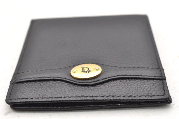 Authentic Christian Dior Vintage Bifold Wallet Purse Leather Black CD 4080I