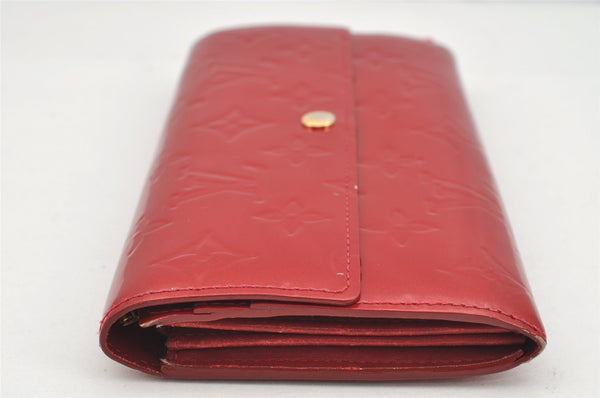 Authentic Louis Vuitton Vernis Portefeuille Sarah Wallet Red M93530 LV 4082I