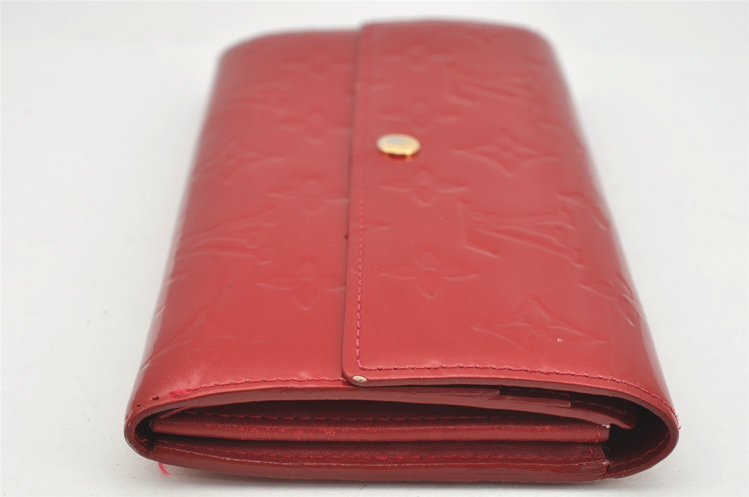 Authentic Louis Vuitton Vernis Portefeuille Sarah Wallet Red M93530 LV 4082I