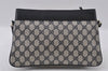 Authentic GUCCI Sherry Line Shoulder Bag GG PVC Leather Navy Blue Junk 4086I