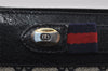 Authentic GUCCI Sherry Line Shoulder Bag GG PVC Leather Navy Blue Junk 4086I