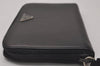 Authentic PRADA Vintage Saffiano Triangle Leather Long Wallet Purse Black 4087I