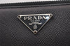 Authentic PRADA Vintage Saffiano Triangle Leather Long Wallet Purse Black 4087I