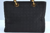 Authentic Christian Dior Lady Dior Cannage Shoulder Hand Bag Canvas Black 4088H