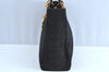 Authentic Christian Dior Lady Dior Cannage Shoulder Hand Bag Canvas Black 4088H