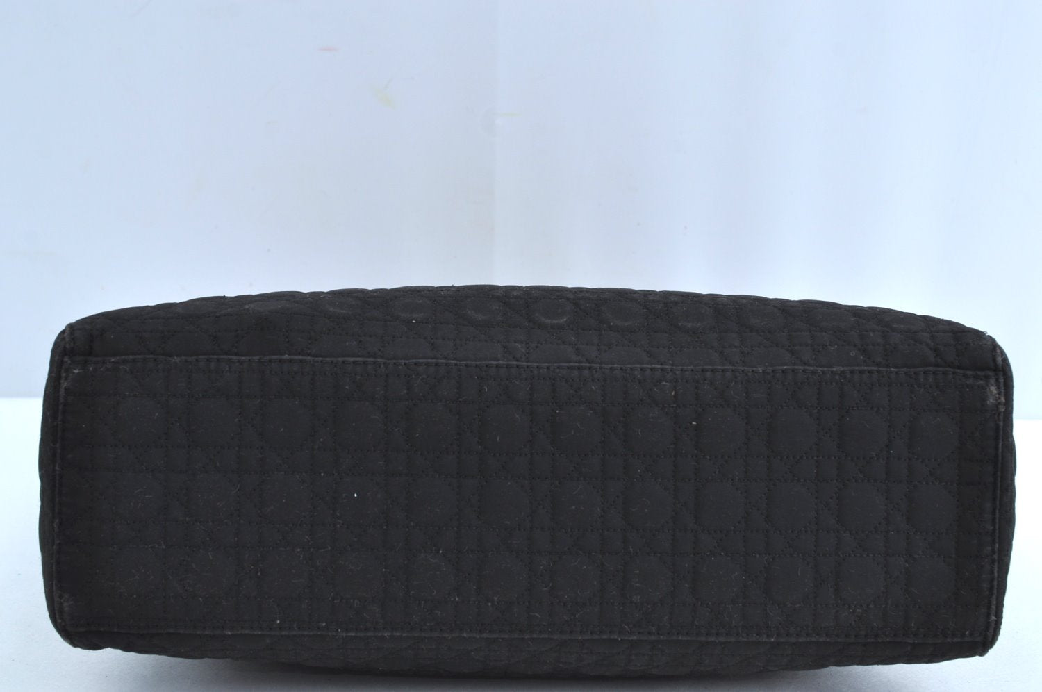 Authentic Christian Dior Lady Dior Cannage Shoulder Hand Bag Canvas Black 4088H