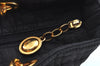 Authentic Christian Dior Lady Dior Cannage Shoulder Hand Bag Canvas Black 4088H