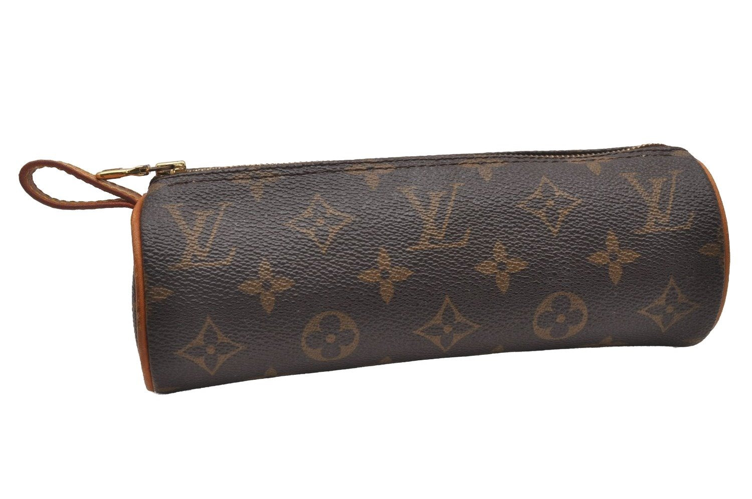Authentic Louis Vuitton Monogram Trousse Ronde Pen Case Pouch M47630 LV 4089I