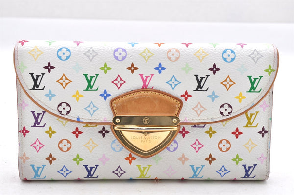 Auth Louis Vuitton Monogram Multicolor Portefeuille Eugenie Wallet White 4094I