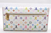 Auth Louis Vuitton Monogram Multicolor Portefeuille Eugenie Wallet White 4094I