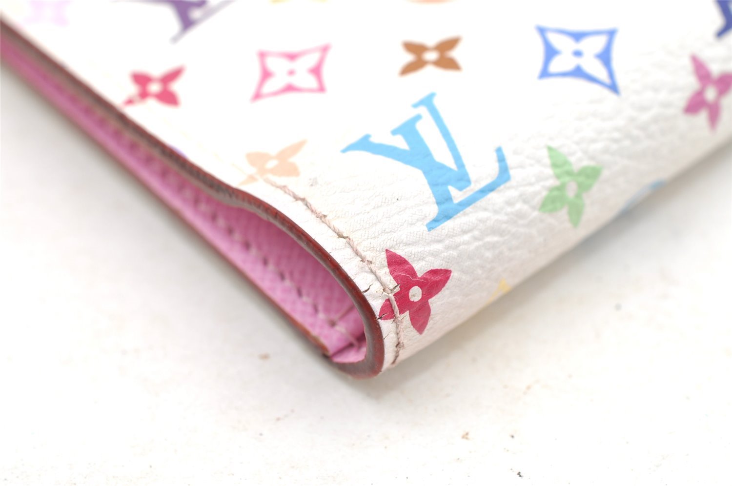 Auth Louis Vuitton Monogram Multicolor Portefeuille Eugenie Wallet White 4094I