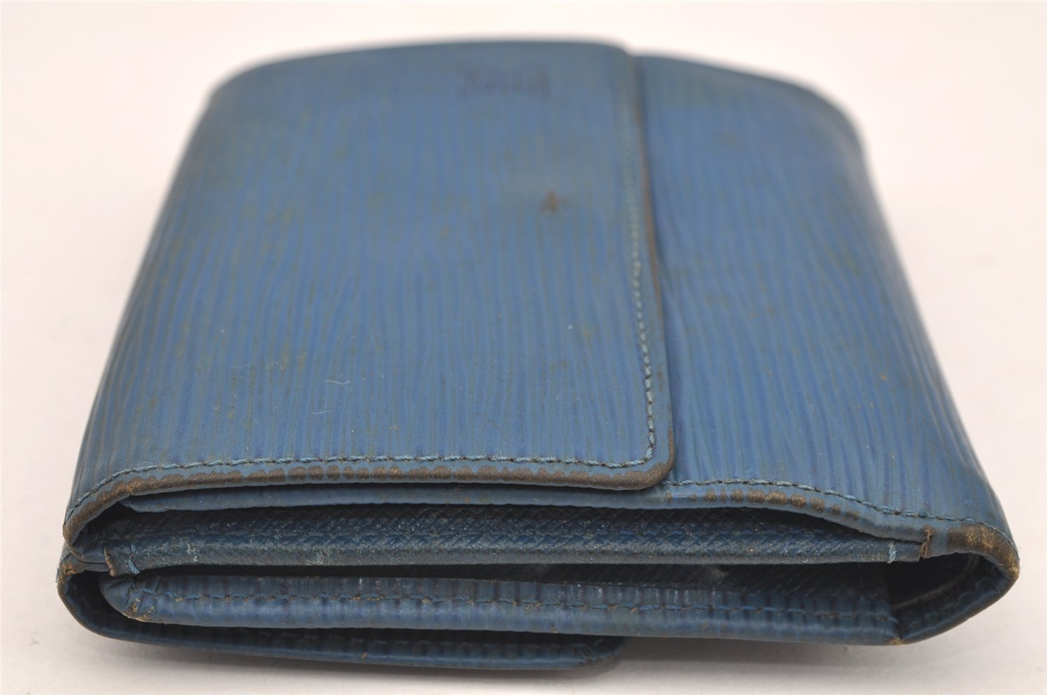 Auth Louis Vuitton Epi Porte Monnaie Billets Cartes Credit Wallet Blue LV 4095I