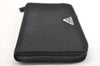 Authentic PRADA TESSUTO Nylon Saffiano Leather Long Wallet M506 Black 4096I