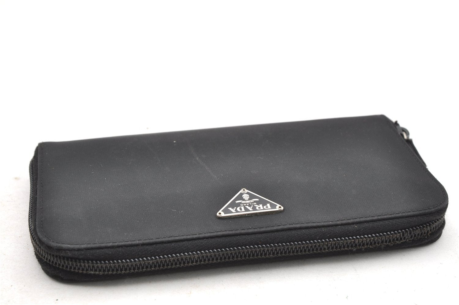 Authentic PRADA TESSUTO Nylon Saffiano Leather Long Wallet M506 Black 4096I