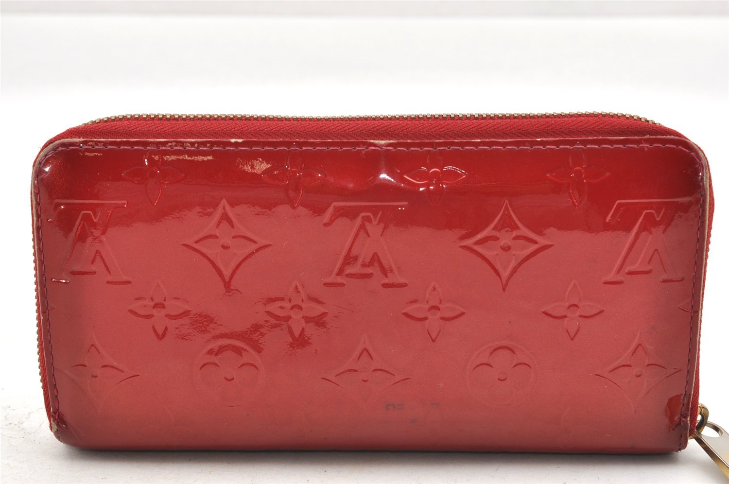 Authentic Louis Vuitton Vernis Zippy Wallet Long Purse Red M91981 LV 4097I