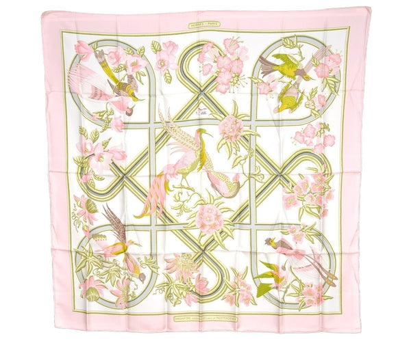 Authentic HERMES Carre 90 Scarf "Caraibes" Silk Pink 4098I