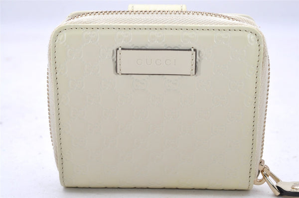 Authentic GUCCI Micro GG Guccissima Bifold Wallet Leather 449395 White 4100I