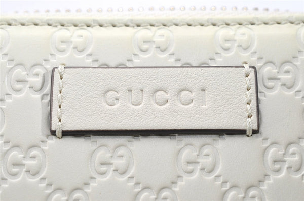 Authentic GUCCI Micro GG Guccissima Bifold Wallet Leather 449395 White 4100I