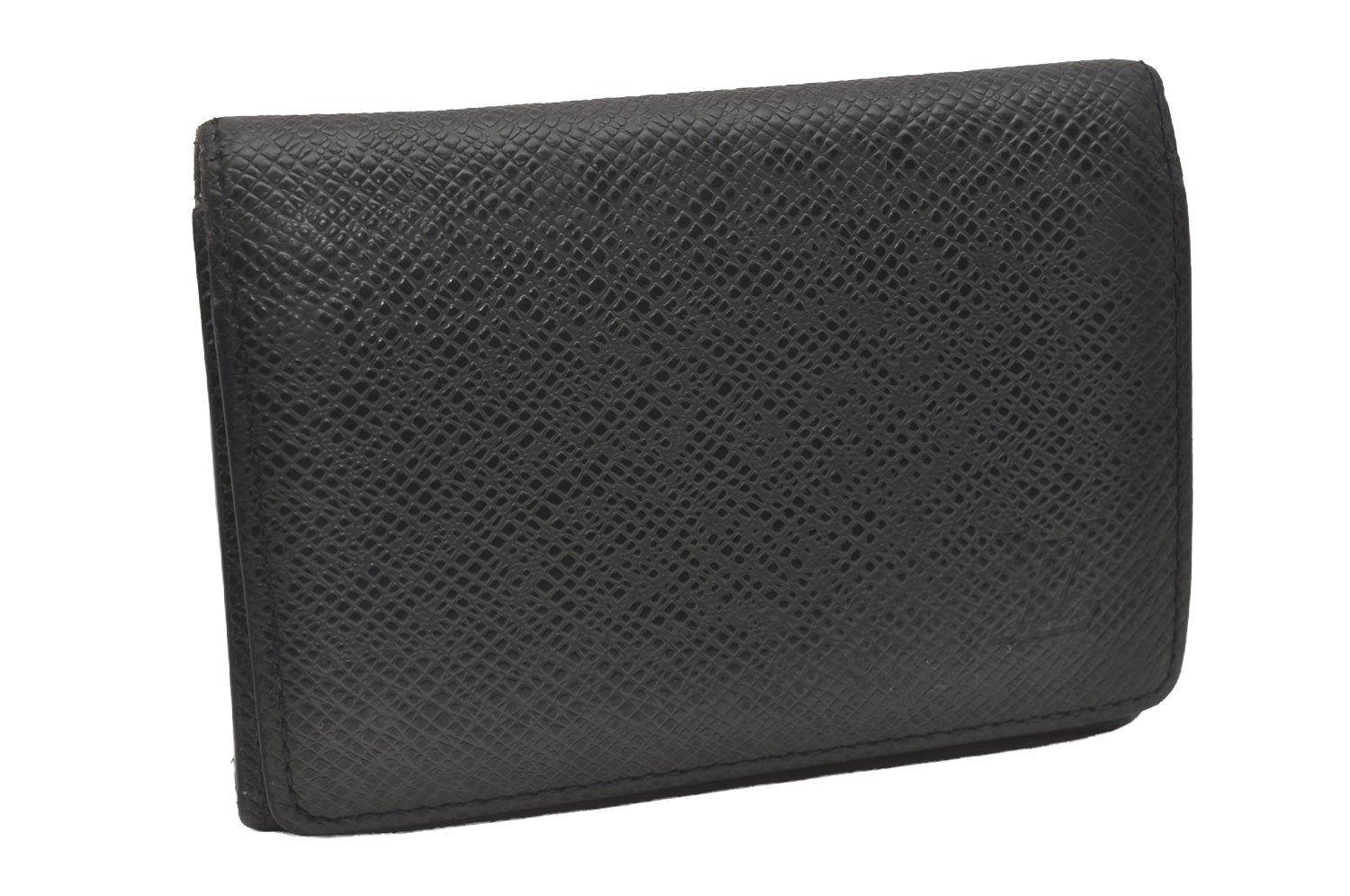 Auth Louis Vuitton Taiga Enveloppe Cartes de Visite Card Case Black Junk 4101I