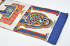 Authentic HERMES Carre Vintage Long Scarf "MACRAME" Silk Blue 4102I